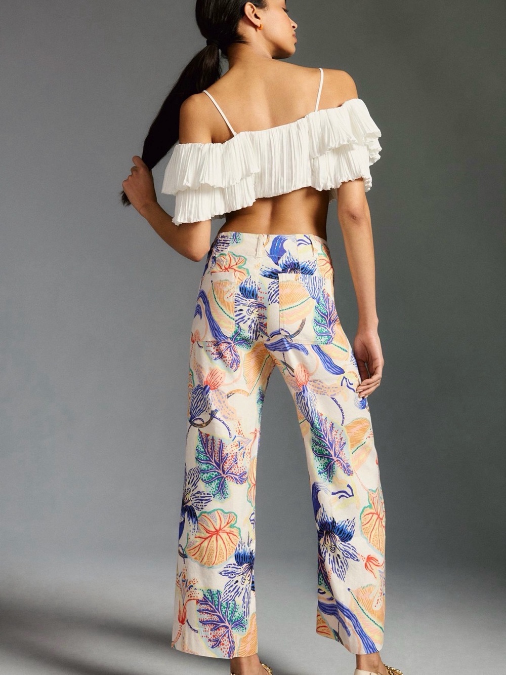 🌟 Maeve The Colette Cropped Wide-Leg Pants Sarah Gordon Artist Edition Size 32 - Picture 2 of 10